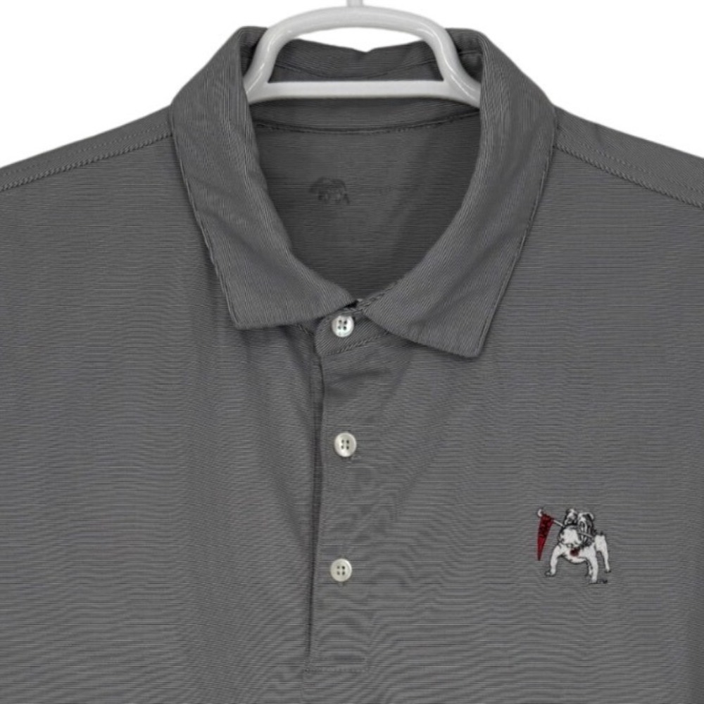 Onward Reserve Mens Grey Micro Stripe Bulldog Logo Performance Polo Shirt XL